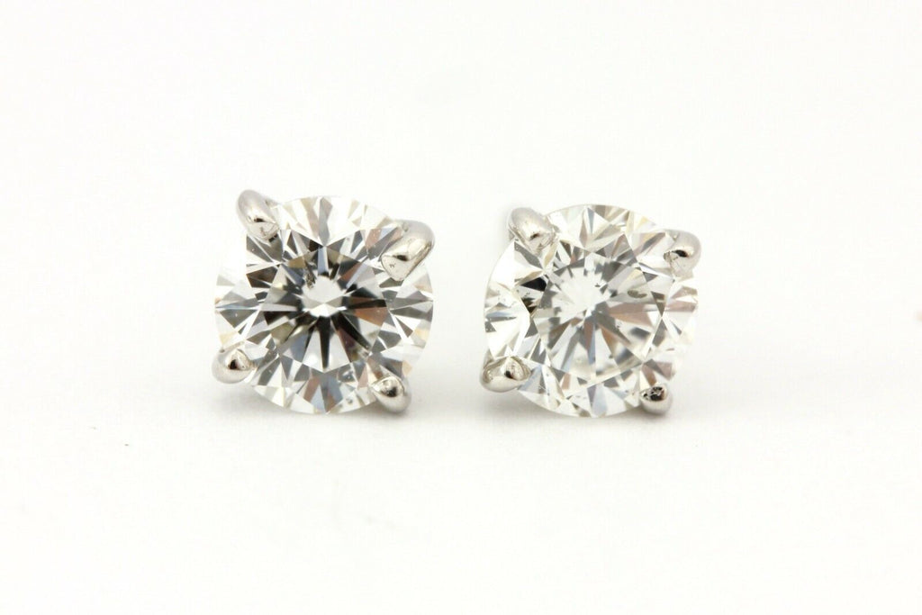 14k white gold 0.60ctw GIA natural round diamond stud earrings SI2 0.65g new