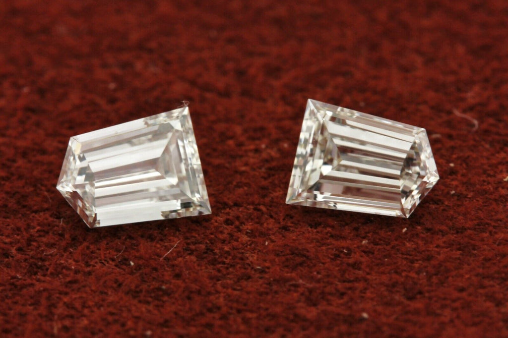 loose natural diamond 0.33ctw matched pair bullet step cuts E VVS2 4x3x1.5mm new