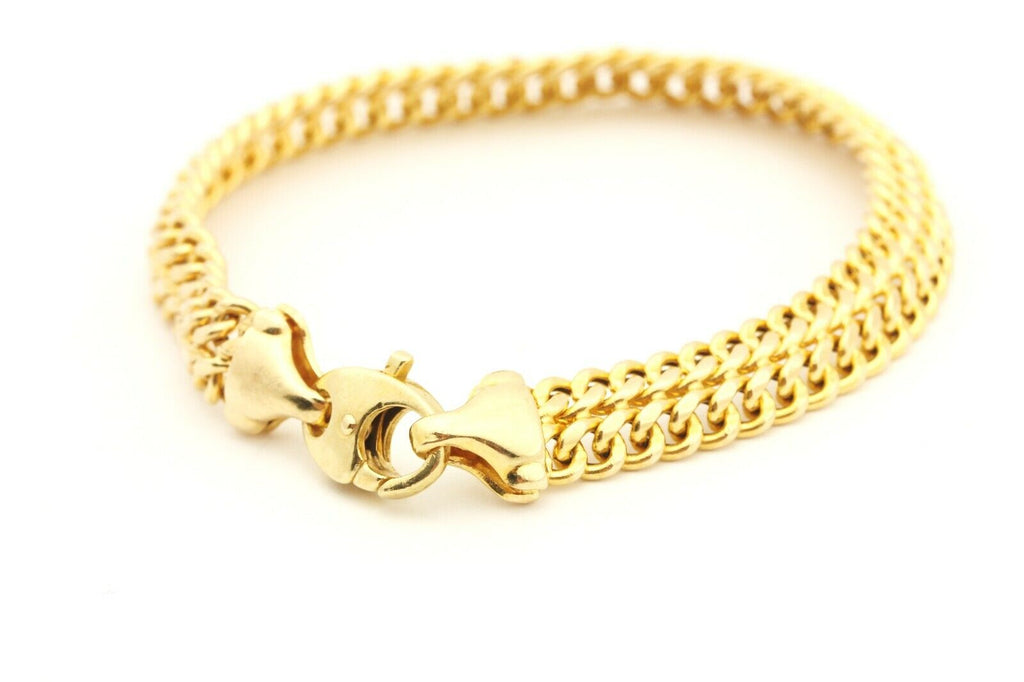 ITALY 14k yellow gold double curb chain bracelet 7.5 inch 8.75