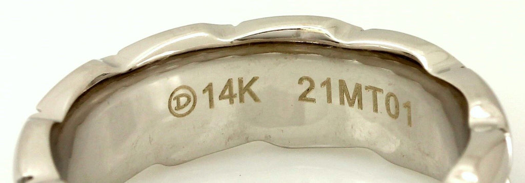 NEW DORA 14k white gold men's wedding band high polish weave 7.45mm sz 10.5 ring