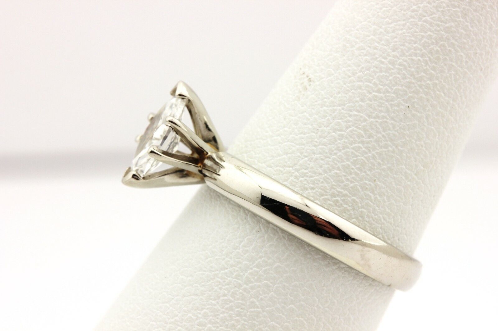 Platinum 0.56ct marquise diamond solitaire engagement ring estate size 6.25 band