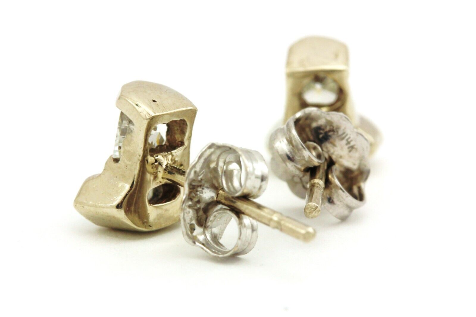 14k white gold diamond retro stud earrings 0.80ctw 2.09g estate vintage