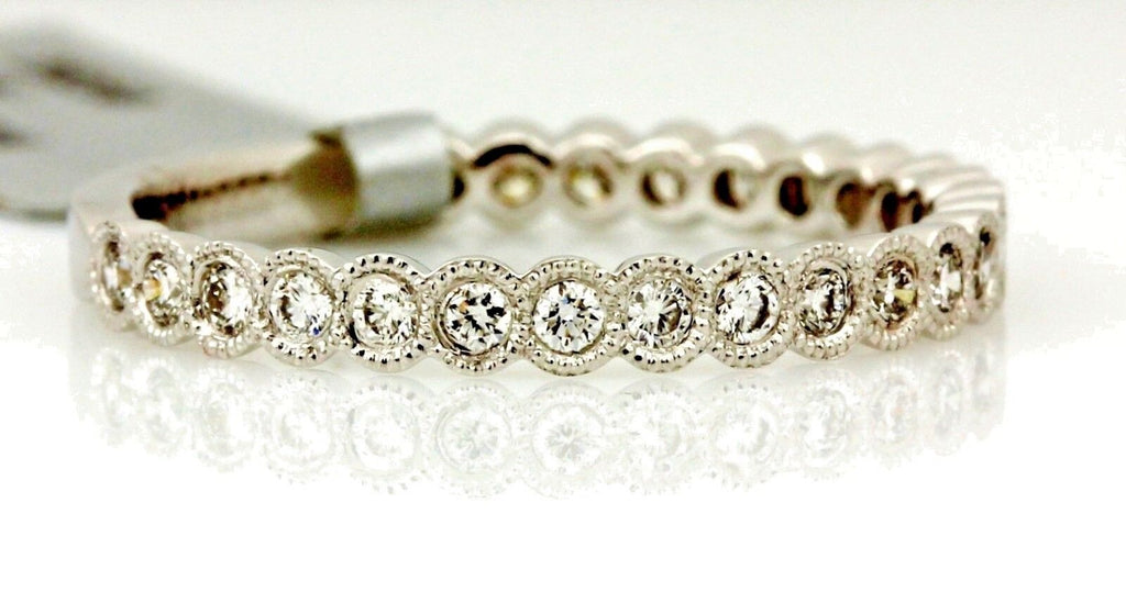 14k white gold 0.34ctw round diamond stackable band MARS 1.7g size 6.5 2.5mm NEW