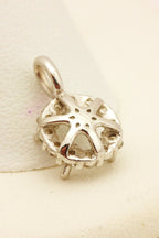 14k white gold 5mm round halo diamond pendant semimount 0.22ctw 0.8g new