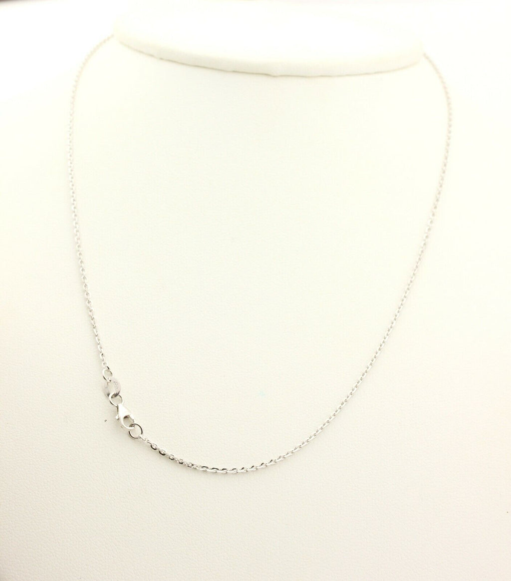 14k white gold dia-cut oval rolo cable chain necklace 16 inch 1.4mm 2.48g new