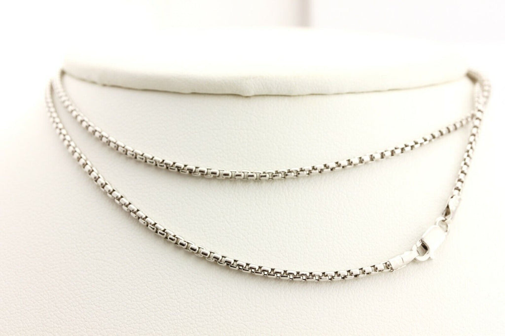 14k white gold hollow round box chain necklace 5.26g 24 inch 1.90mm lobster new