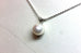 14k white gold 8.40mm round white akoya pearl pendant new rabbit ear NO chain