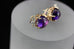 14k yellow gold purple amethyst heart diamond omega pierced earrings estate