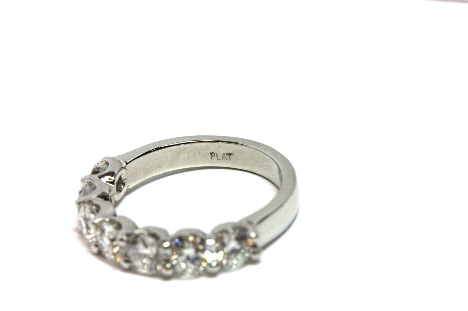 platinum 1.76ctw round diamond 7 stone ring size 5.75 woman's wedding band 1/4ea