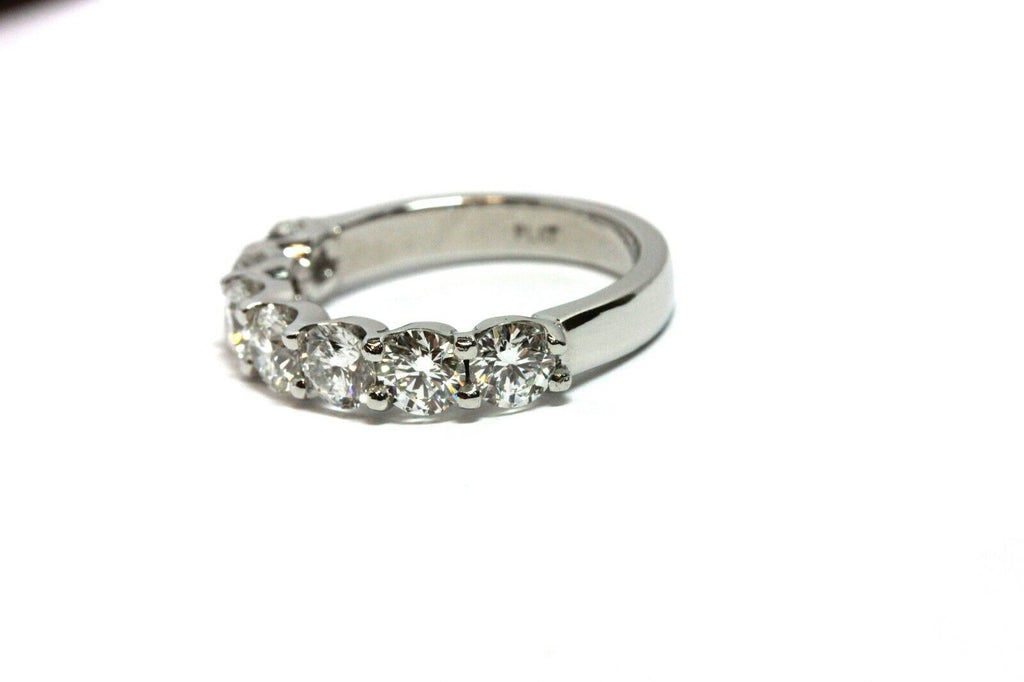 platinum 1.76ctw round diamond 7 stone ring size 5.75 woman's wedding band 1/4ea