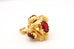 750 18k yellow gold 8.5x6.5mm oval red glass charm pendant vintage 6.62g