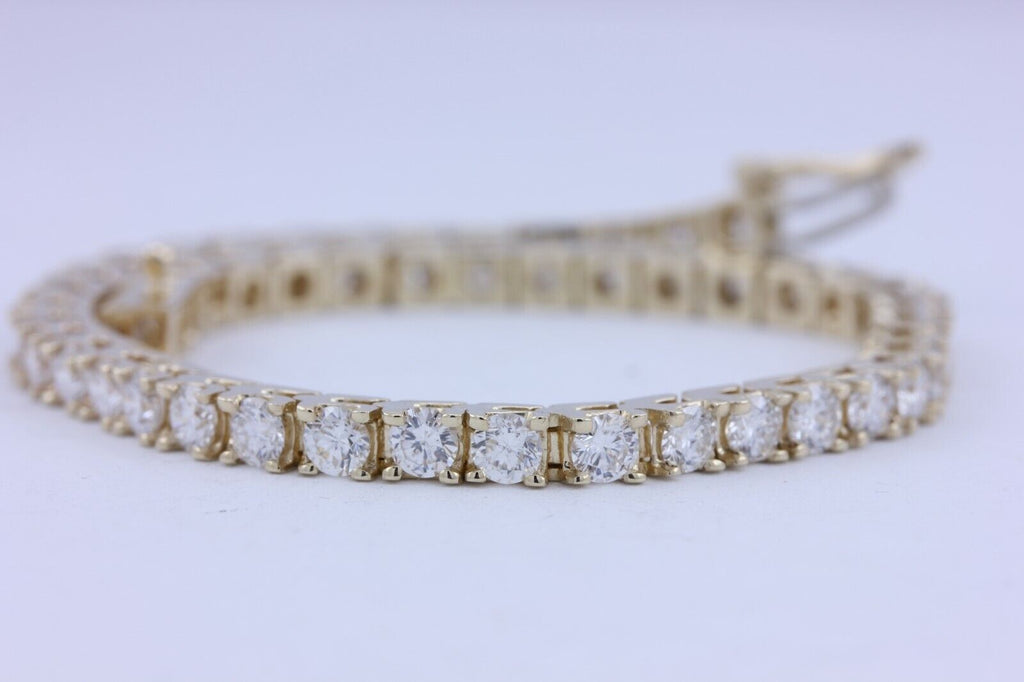 14k yellow gold 5.01ctw round white diamond tennis bracelet new 7 inch 3mm 12.9g