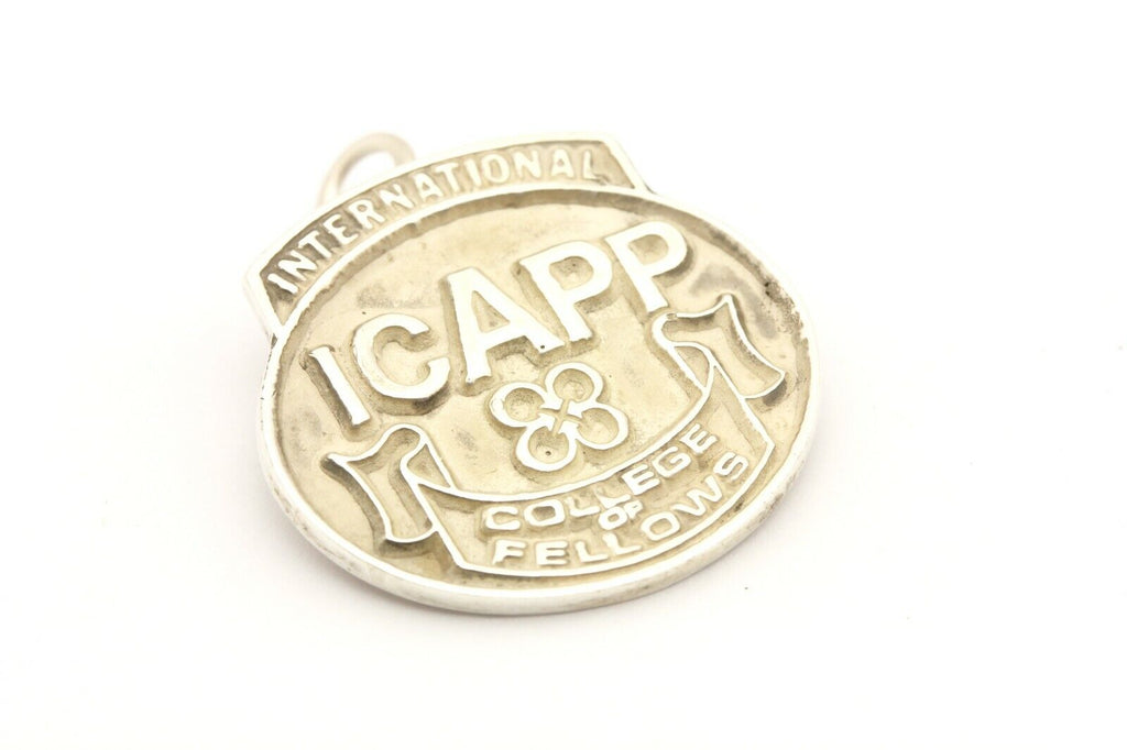 sterling silver ICAPP college pin pendant brooch 1 inch 6.44g estate vintage