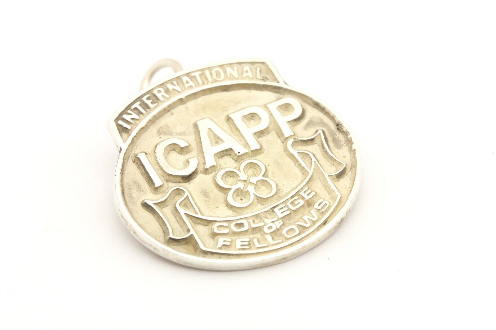 sterling silver ICAPP college pin pendant brooch 1 inch 6.44g estate vintage