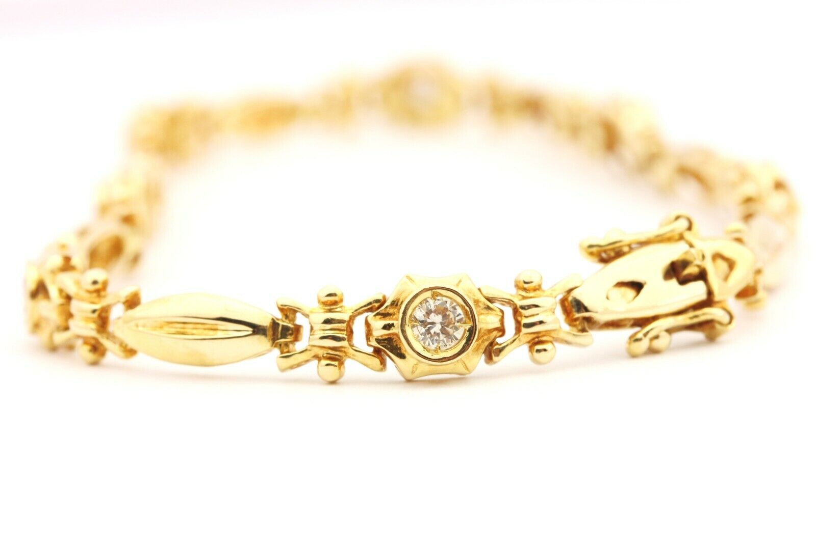 18k yellow gold 0.56ctw round diamond bracelet 7 inch 5mm 10.30g vintage estate