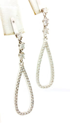 14k white gold 0.93ctw diamond drop dangle earring jackets 1.75 inch 3.2g new