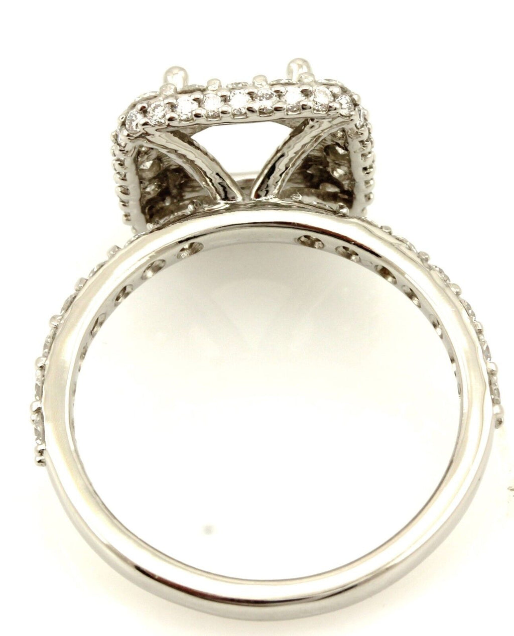 Platinum diamond halo engagement ring 7.4mm semi mount 1.11ctw accents NEW 6.04g