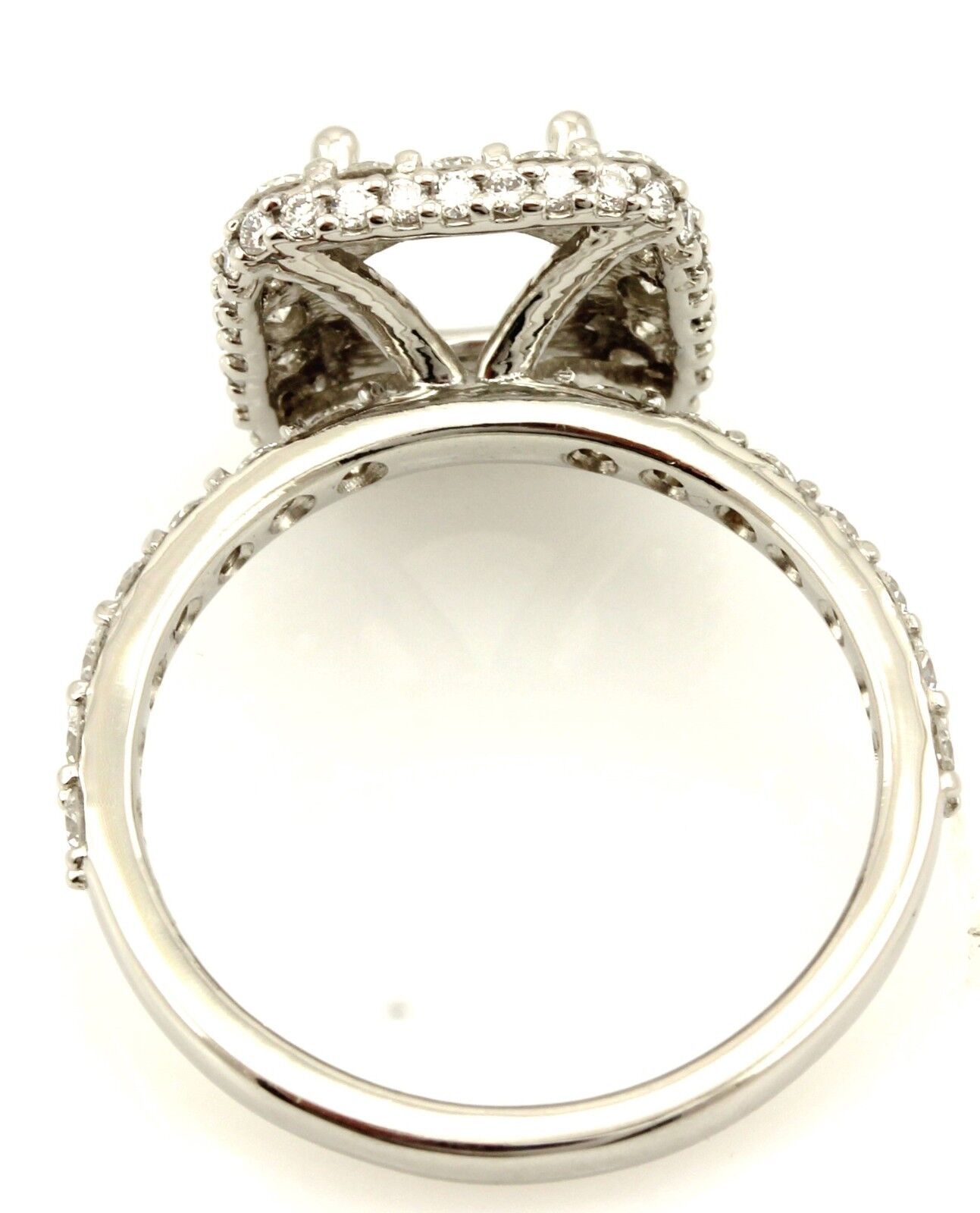 Platinum diamond halo engagement ring 7.4mm semi mount 1.11ctw accents NEW 6.04g