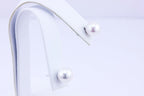 NEW white gold 14k 7mm Akoya cultered round pearl stud earrings 7.05-7.15mm