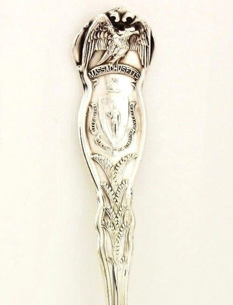 Silver souvenir spoon Massachusetts Wm Rogers & Son AA estate vintage 6 inch