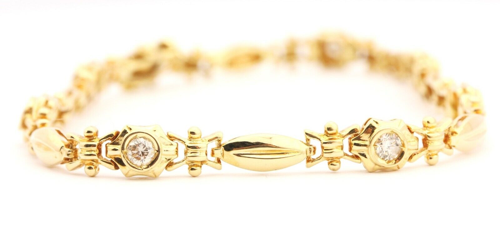 18k yellow gold 0.56ctw round diamond bracelet 7 inch 5mm 10.30g vintage estate