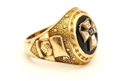 10k yellow gold EX Sigma Chi ring band size 9.5 17.91g estate vintage