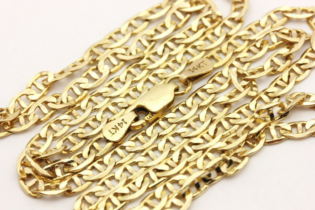14k yellow gold mariner curb chain necklace lobster 20 inch 3.25mm 8.46g vintage