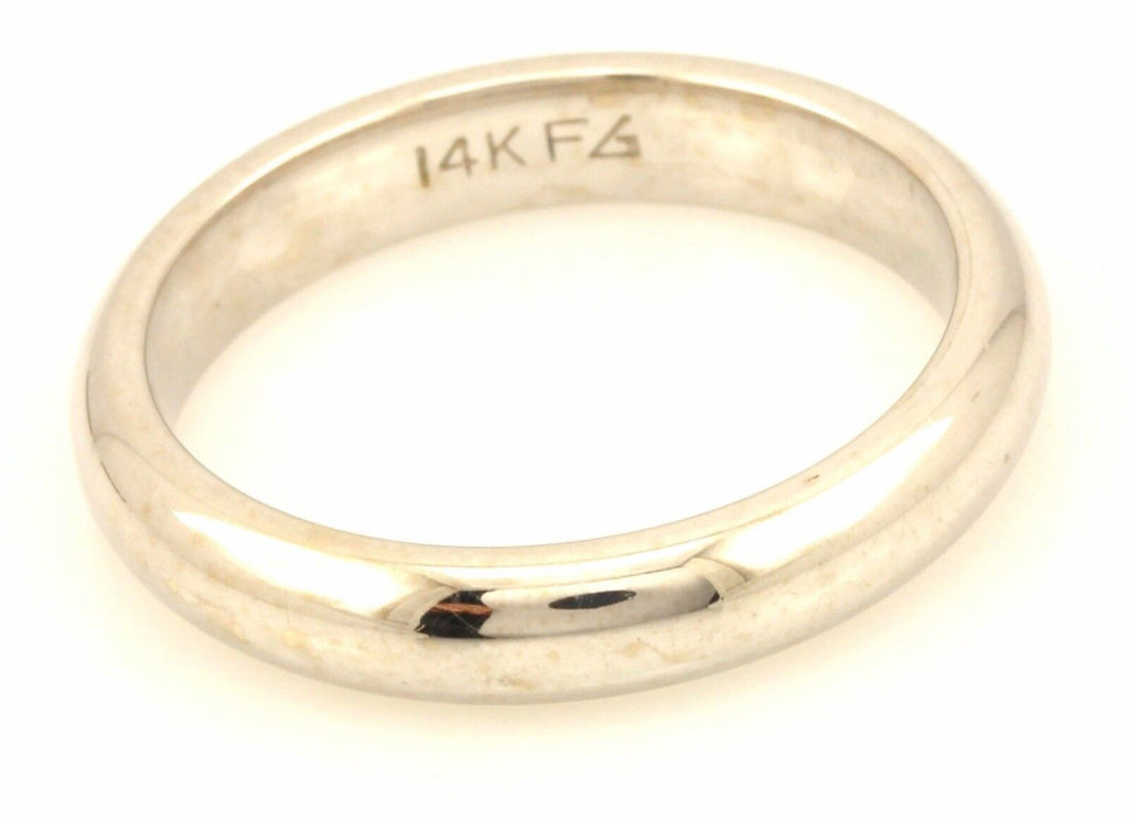 14k white gold Men's 4mm round polished wedding band size 8 ring NEW 5.84 grams