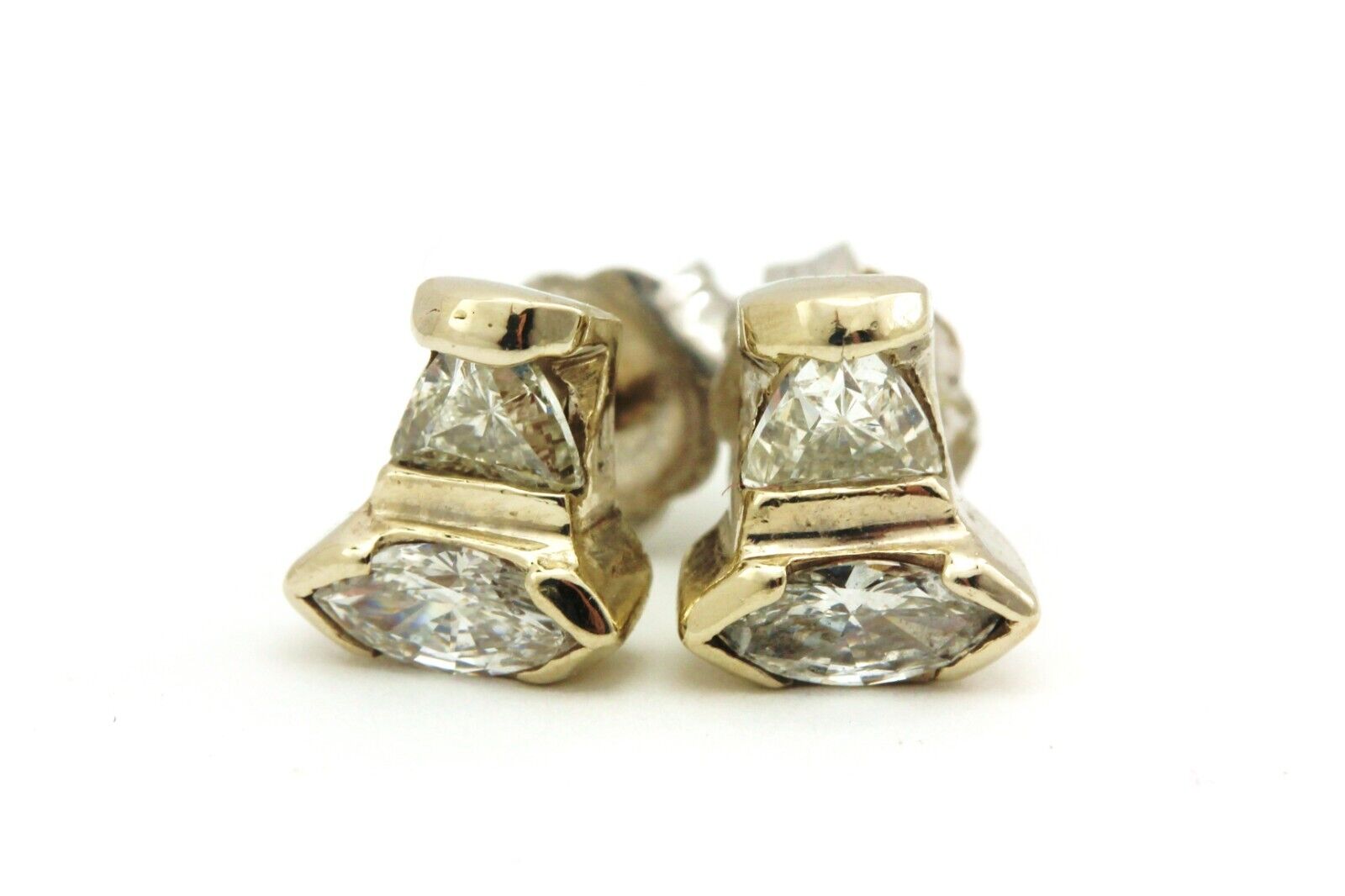 14k white gold diamond retro stud earrings 0.80ctw 2.09g estate vintage