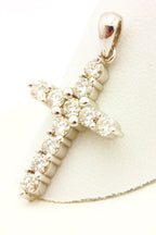 14k white gold 1ctw round natural diamond cross pendant 1 inch 3.04g new