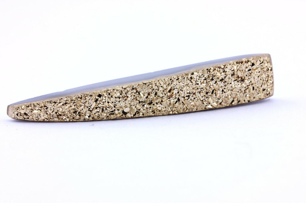 gold druzy elongated tapered 4 cm new loose gemstone