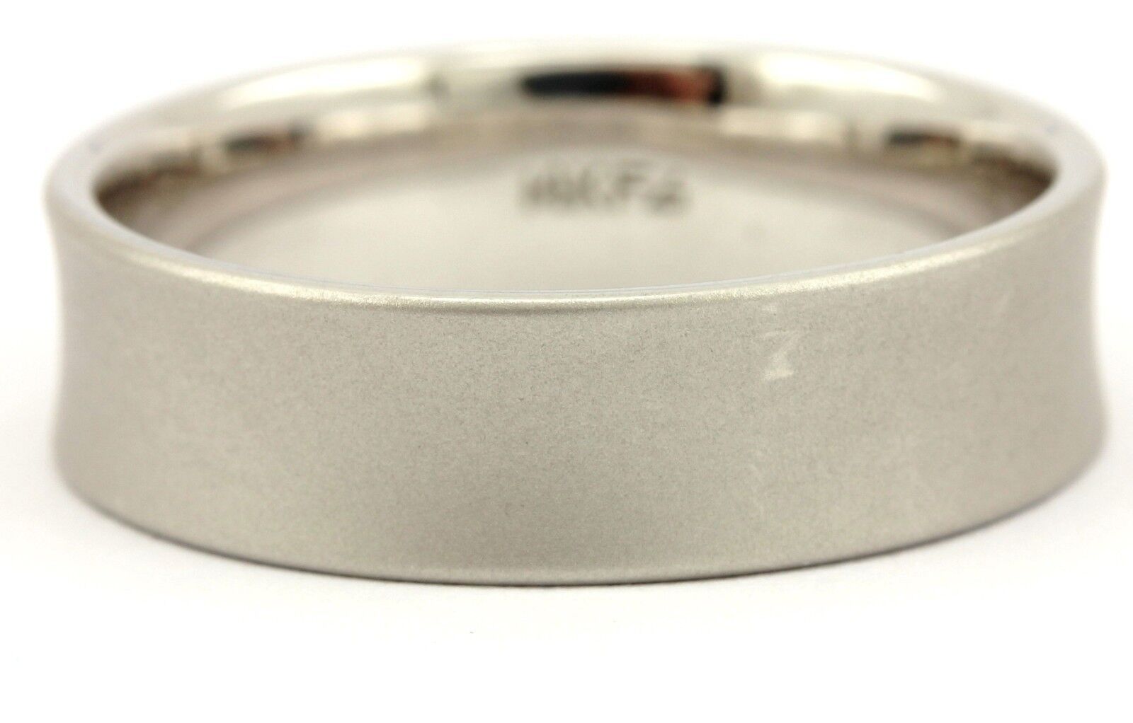 14k white gold concave men's wedding band satin 5.85mm size 8.75 ring NEW 5.42g