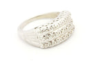 14k white gold 0.20ctw diamond three row cluster band ring size 5.75 8.7mm 4.25g