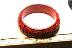 Chinese Cinnabar red black vintage bangle bracelet 7.5 inch 22mm costume 64g