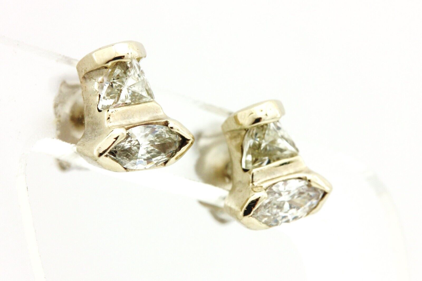 14k white gold diamond retro stud earrings 0.80ctw 2.09g estate vintage