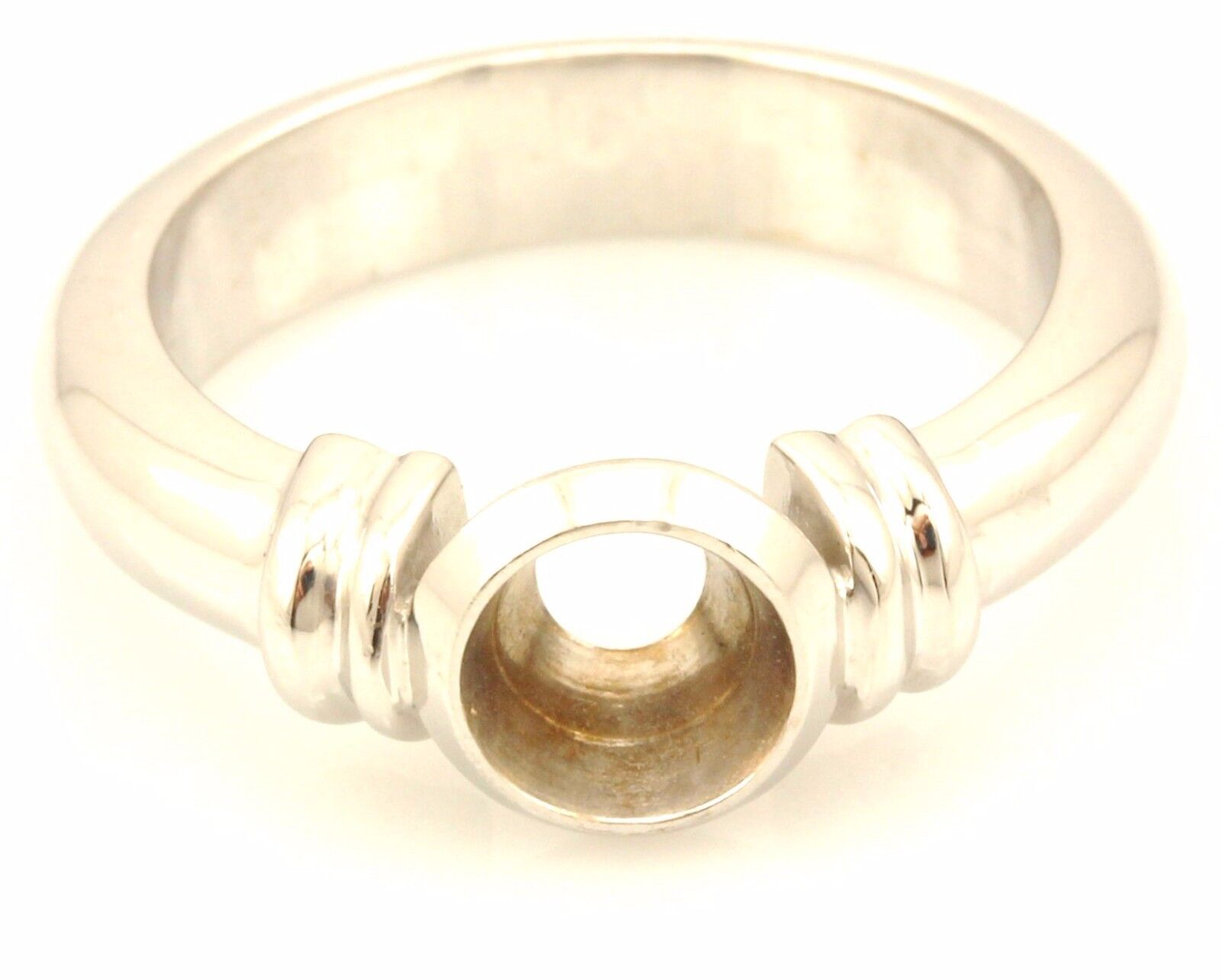 14k white gold 6mm 0.80ct round bezel solitaire engagement ring setting NEW