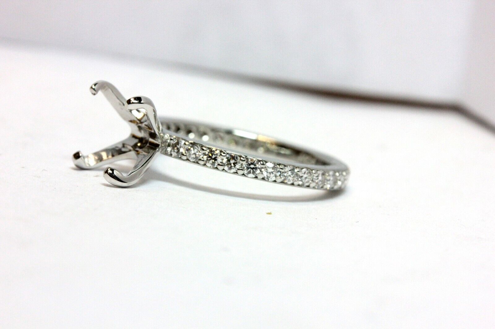 platinum engagement ring semimount 0.54ctw round diamond size 6.5 estate 4.83g