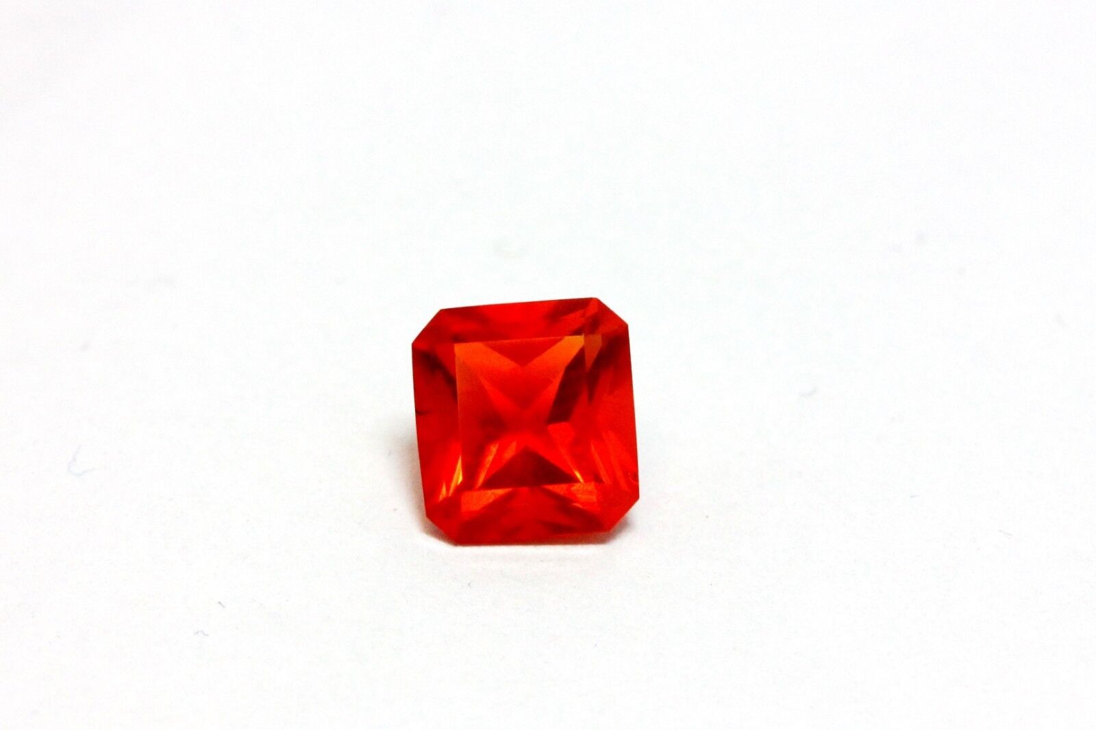 natural fire opal 1.08ct square faceted 6.97x6.44x4.66mm transparent orange new