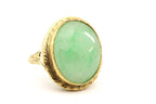 14k yellow gold oval green chalcedony vintage antique ring size 5.75 6.7g