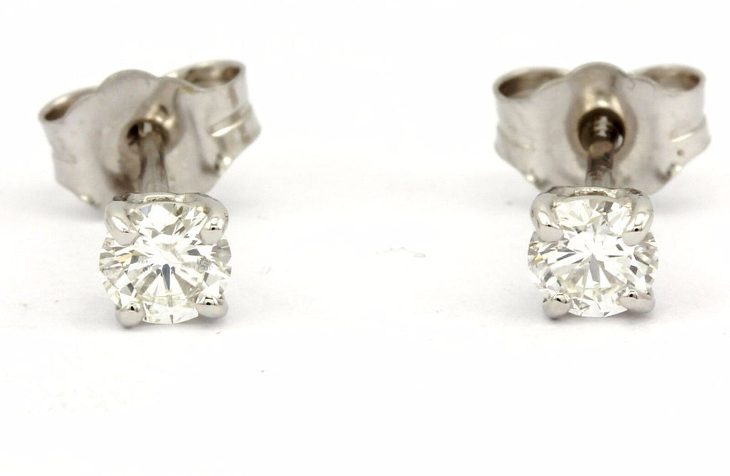 14k white gold 0.35ctw round brilliant diamond solitaire stud earrings NEW 0.57g
