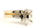 platinum 14k yellow gold wedding set 10x7mm pear shape semimiount size 6.5