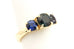 14k yellow gold 3.56ct round blue sapphire 3 stone ring size 6 5.43g estate