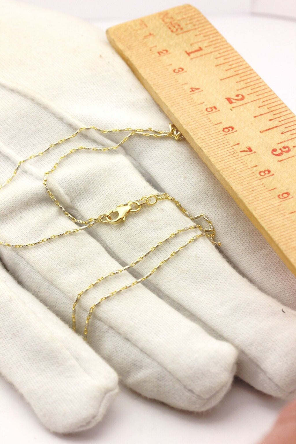 14k gold two tone razo chain necklace lobster 18 inch 0.9mm 2.54g new