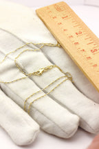 14k gold two tone razo chain necklace lobster 18 inch 0.9mm 2.54g new