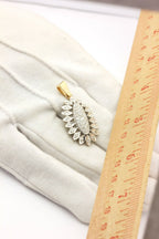 14k white gold 1.32ctw diamond drop pendant 1.5 inch 4.9g vintage estate