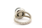 palladium round black Tahitian pearl diamond halo ring size 6.75 twist 8.62g