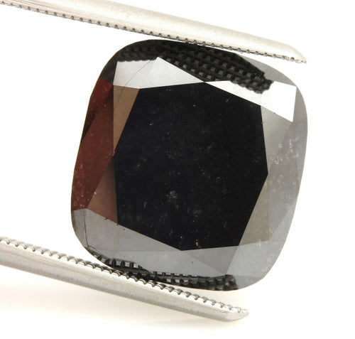 12.90 carat black treated diamond cushion cut 13.58 x 12.71 x 7.22 mm NEW