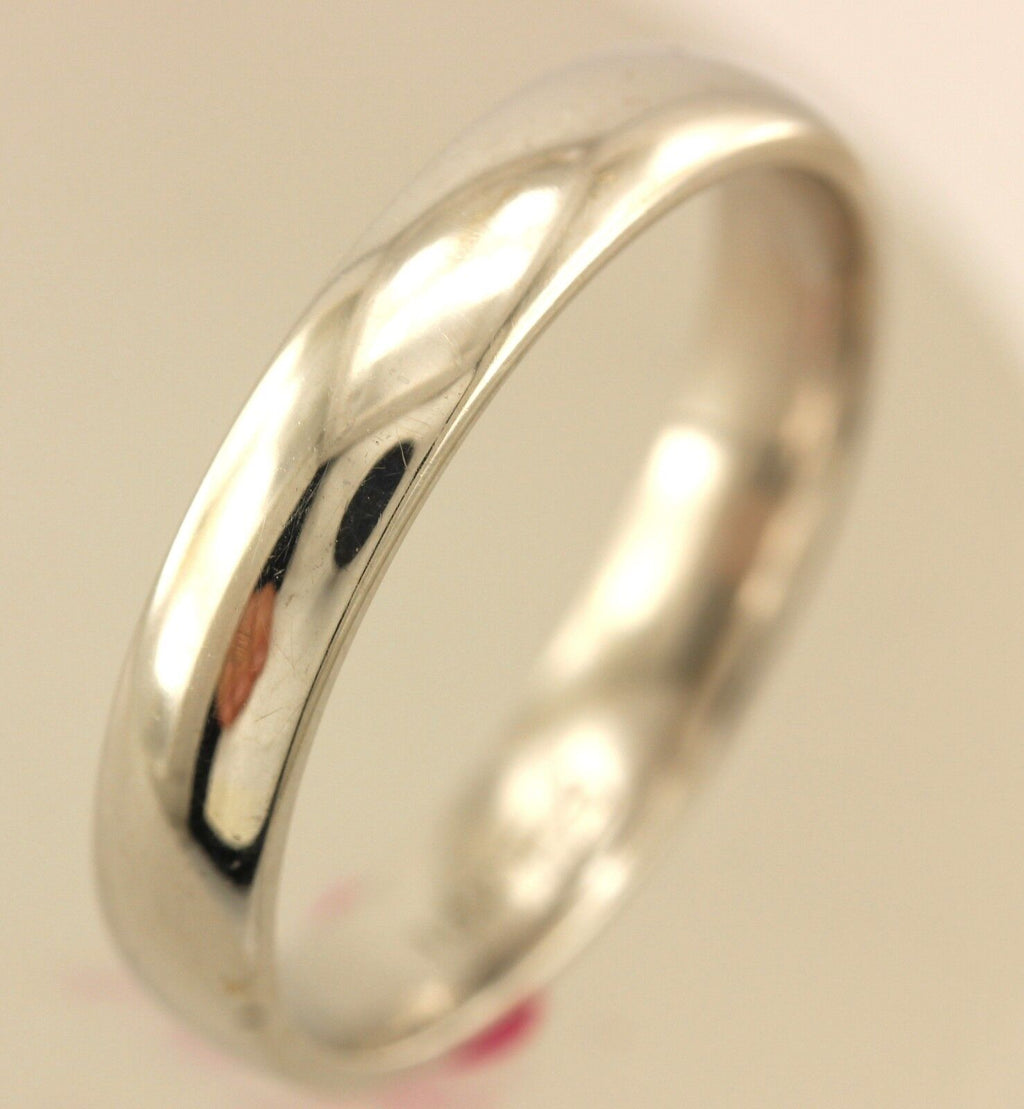 New 14k white gold Men's 4mm wedding band size 9 ring high polish low dome 4.17g