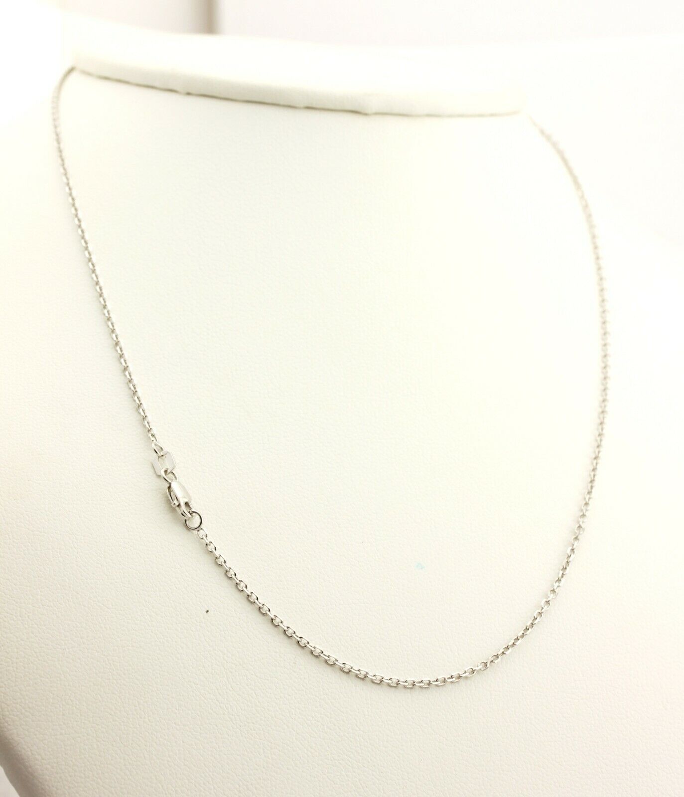 14k white gold diamond cut rolo chain necklace lobster 16 inch 1.1mm 2.25g new