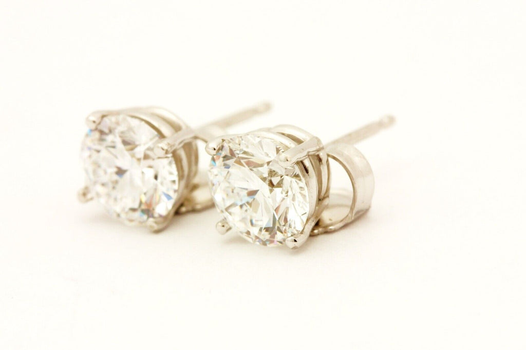 14k white gold 2.00ctw 6.4mm round diamond lab-created stud earrings IGI D VS1